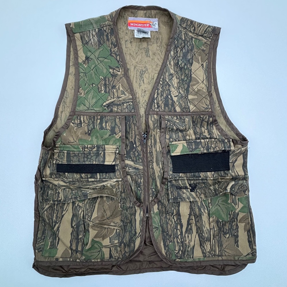 Winchester Trebark Camouflage Hunting Vest Full Zip Pockets Outdoors Mens Medium
